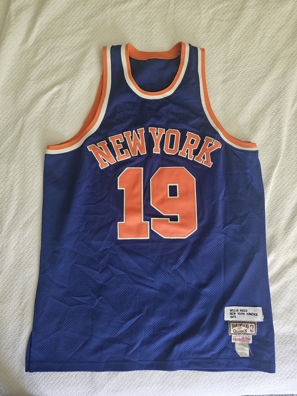Mitchell & Ness New Yrk Blue & Orange Throwback Willis Reed #19 Jersey